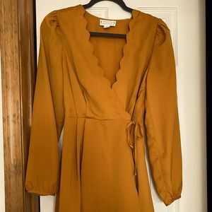 Gold long sleeve dress - Wedding guest dress